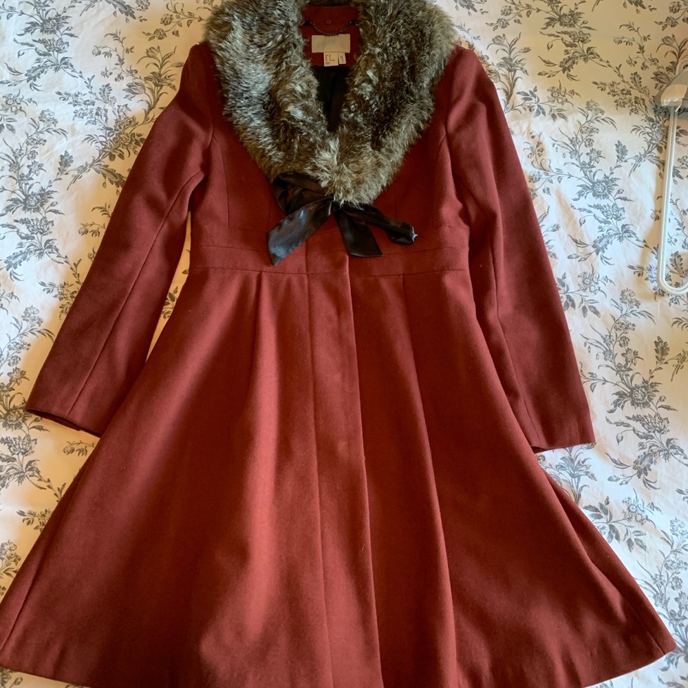 Wool Dress Coat with faux fur